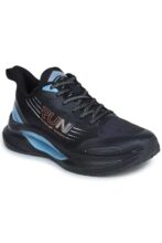 ABROS Torreto Running Sports Shoes Breathable Upper Fish Net with Phylon Sole Memory Foam Insole Casual Walking & Gym Shoes for Mens (Black/Slate Blue 7)