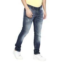 Spykar Limited Edition Mid Blue Regular Fit Narrow Length Mid Rise Low Distress Premium Stretchable Denim for Men (Rover)