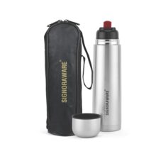 Signoraware Bullet Stainless Steel Vaccum Insulated Isi Certified Cola Bottle With Protective Cover | Airtight & Leakproof | Hot & Cold For Hours | Durable Flask For Outdoor Use (750Ml | Steel)
