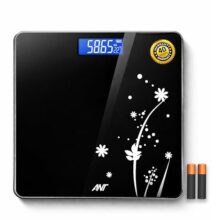 ANT Flora Bud Digital Body Weight Weighing Scale, 180kg Capacity, 50g Accuracy, 5mm Tempered Glass, High Precision Strain Sensor, LCD Display, Auto On/Off, 2 AAA Batteries Included, 40M Warranty