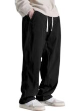 Preneum Men Mid Rise Poly Cotton Loose Fit Trouser || Korean Style Travel & Lounge Wear with Pockets (Available in Plus Size)