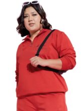 Sassafras Curve Women Red Fleece Hope Zipper Sweatshirt 6XL