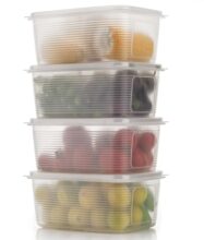 Entisia Plastic Storage Box With Lid – Fridge Storage Containers Set For Vegetables & Fruits – Transparent Kitchen Storage Box Set For Refrigerator Organizer & Freezer Safe Containers (1800 ml, 4 Pcs)