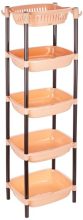 Amazon Brand – Solimo Five-Tier Multipurpose Plastic Rack For Kitchen, Living Room, Bathroom (Xl, Beige And Brown)