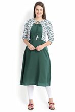ALC Creation Women’s Crepe A-Line Kurta (ALC4045GRN3_Blue_Large)