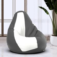 BeanHouse Bean Bag Chair Cover | Size: 0XL | Color: Dark-Grey White | Without Beans | Premium Leatherette Cover (CMF 3643)