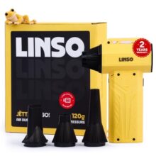 LINSO JETT Electric Air Duster 80,000 RPM BLDC Motor, Overheat Protection | 2-Year Warranty | Cordless Mini Air Blower, 4 Nozzles, Type-C Charging, LED Indicator, 226g Lightweight, High Wind Pressure