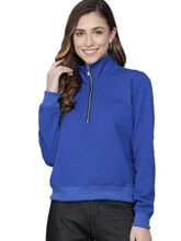 KOTTY Women Blue Full Sleeve Solid Sweatshirt(Blue,36)