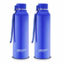Pexpo Stereo 900 Pu Insulated Water Bottle For Adult – 680Ml | Wide Mouth Cap | Leakproof & Bpa Free| Stainless Steel | Carry Loop | For School, Sports, Travel, Picnic, Outdoor – Blue Pack Of 2