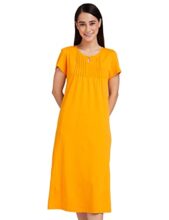 Amazon Brand – Symbol Women’s Cotton Knee Length Regular Nightgown (EI/SW/EIDR02_Mustard_XL)