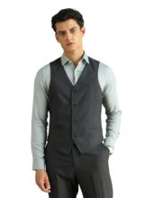 Arrow Men Regular fit Polyester Heathered Waistcoat(ARADVC0001_Grey_40)