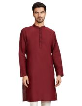 Amazon Brand – Symbol Men’s Rayon Blend Festive Solid Long Kurta (Regular Fit) (SY-A22-MNA-ETK-01_Maroon_3XL)