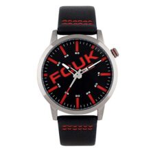 FCUK Analog Black Dial Men’s Leather Watch-Fk0010B