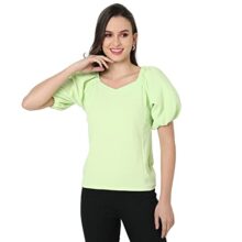 Campus Sutra Women Green Solid Regular Top(SSMR22_CSWSSKT5007_M)