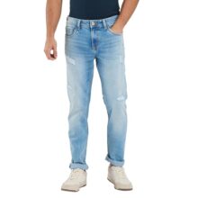 Spykar Blue Skinny Slim Fit Low Rise Jeans for Men (Size: 34)-MDACT2BD358-Light Blue