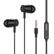 Kratos E02 Black Wired Earphones with 3.5mm Jack in-line Mic Control for Clear Calling & Music, Multi-Functional Controller,Sweat Resistant,Comfort Fit Wired Ear Phones,Compatibility with All Mobiles