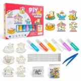 VGRASSP DIY Color Glue Painting Crystal Pendant with Accessories – Window Art and Craft Toy Kit for Boys, Girls Ages 3+, Decorative and Classroom Activities, Birthday Gift – Random Design