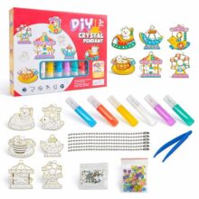 VGRASSP DIY Color Glue Painting Crystal Pendant with Accessories – Window Art and Craft Toy Kit for Boys, Girls Ages 3+, Decorative and Classroom Activities, Birthday Gift – Random Design