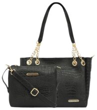 Bagsymalone Unisex Tote Bag -Set Of 2 | Handcrafted Side Tote Bag And Handbag For Office And College (Croco Black)