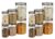 Floraware Black Minimalist Stackable Jar Container, Set of 12 (4x280ml, 4x500ml, 4x1000ml), Kitchen Organiser, BPA Free