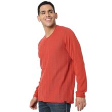 Spykar Round Neck Full Sleeves Orange Sweater for Men (Size: L)-MFKLW2BC005-BURNT Orange