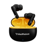 MadRabbit Cosmo Bluetooth Truly Wireless in-Ear Earbuds with Mic, 30H Playtime, 10Mm Bass Drivers, 50Ms Low Latency, Ipx4, Touch Controls, Bt V 5.3, Type-C Fast Charging, Made in India (Black)