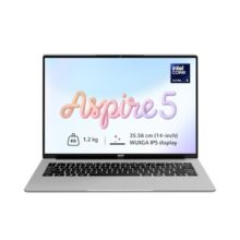 Acer Aspire 5 AI PC,Intel Core Ultra 5 226V, 16 GB LPDDR5X RAM/512 GB SSD, 14″ FHD IPS Display, Win 11Home,Office 2024 + M365 Basic,Pure Silver, 1.2 Kg, A514-55, Backlit Keyboard, Thin & Light Laptop