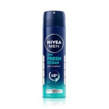 NIVEA Men Fresh Ocean Deodorant Spray, 150ml | 48 H Active Odour Protection | Fresh Long Lasting Deo for men | Fights Odour causing bacteria | Aqua and Sandalwood | 150ml